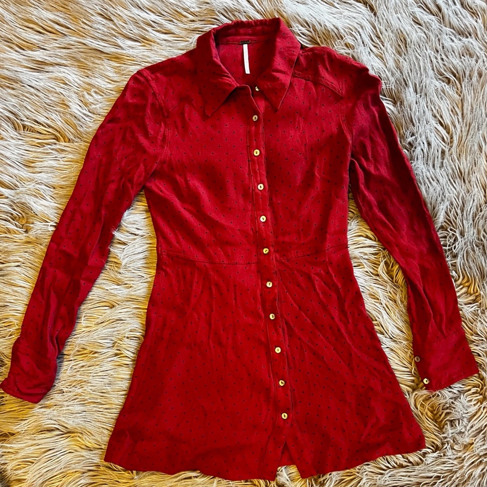 Free People This Town Polka Dot Dress XS